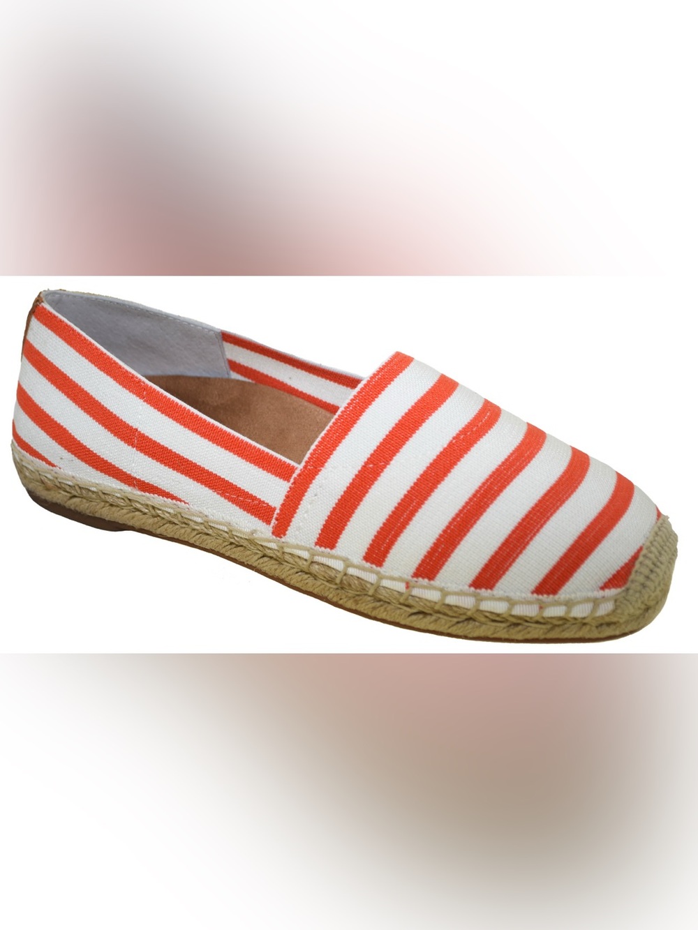 Vionic Valeri Espadrille Women’s Orange and White Striped Flats Size 7.5